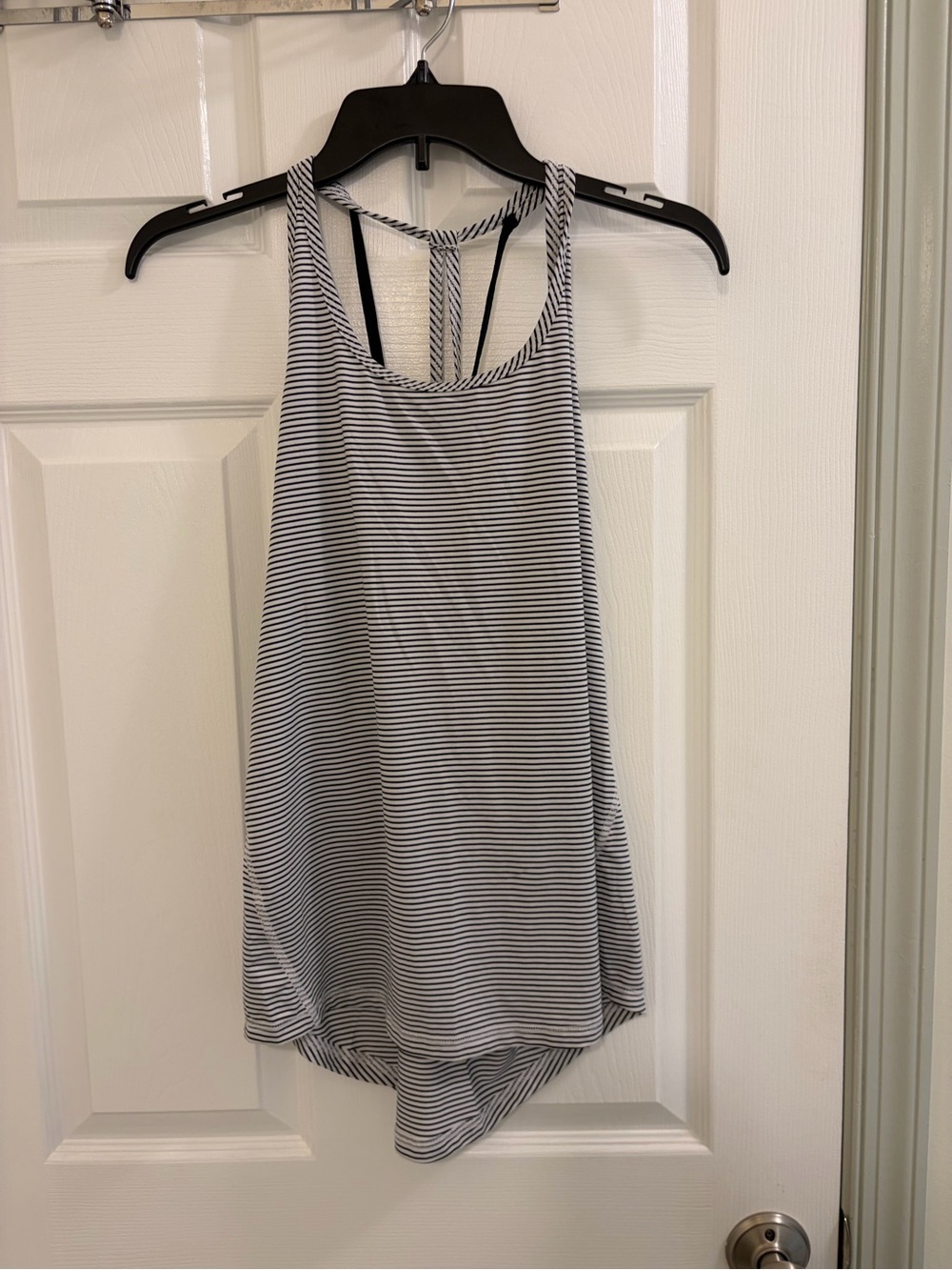 Champion Women's Black and White Striped Racerback Tank Top